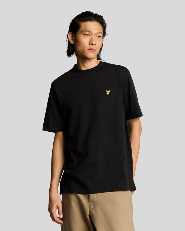 Image of Lyle & Scott Mens Oversized Cotton Crew Neck T-Shirt in Jet Black