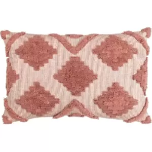 Image of Lamar Tufted Geometric Cotton Rich Cushion Cover, Brick, 40 x 60 Cm - Furn