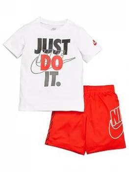 Image of Nike Sportswear Younger Boys JDI Shorts Set - White Red, White/Red, Size 5-6 Years