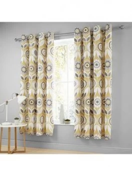 Image of Catherine Lansfield Annika Retro Bloom Eyelet Curtains