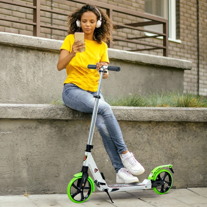 Image of HOMCOM HOMCOM Folding Kick Scooter with Big Wheels for 14+ Teens Adult, Green Green One Size Unisex 5063603049239
