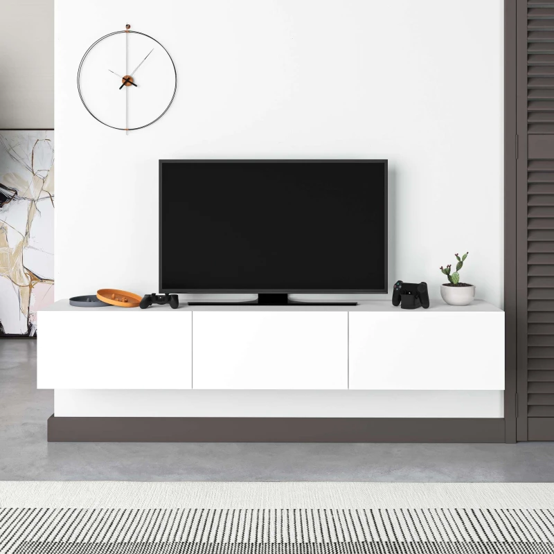 Image of Decortie Floating TV Unit Up To 55" Tvs 180Cm Storage Cabinet, Living Room, White 8680812120817