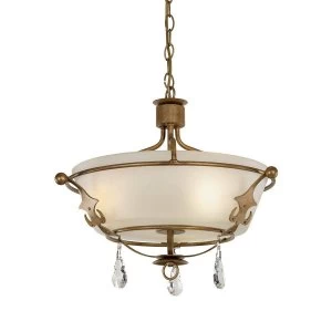 Image of 3 Light Semi Flush Light - Gold Patina, E14