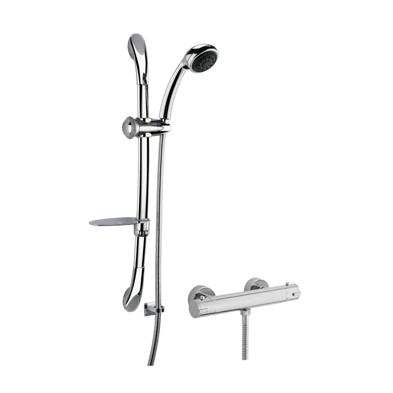 Image of Balterley Thermostatic Bar Valve with Luxury Slide Rail Kit Shower Chrome Silver unisex