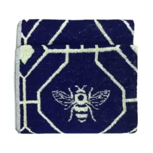 Image of Furn. Bee Deco Geometric Cotton Jacquard Hand Towel Navy