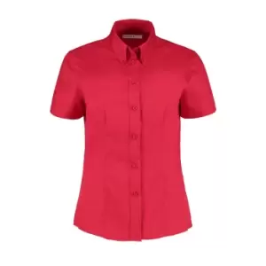 Image of Kustom Kit Ladies Corporate Oxford Short Sleeve Shirt (12) (Red)
