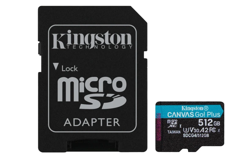 Image of Kingston Kingston Technology 512GB microSDXC Canvas Go Plus Gen4 200MB/s A2 U3 V30 Card + Adapter SDCG4/512GB