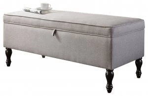 Image of Windsor Fabric Cushioned Ottoman - Grey