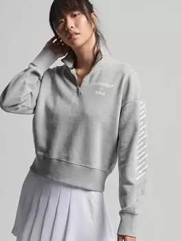 Image of Superdry Code Core Sport Half Zip Sweat -grey, Grey, Size 10, Women