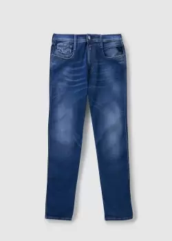 Image of Replay Mens Hyperflex Re-Used X-Lite Jeans In Medium Blue