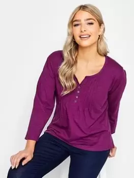 Image of M&Co Petite Petite Henley Berry, Pink, Size 18, Women
