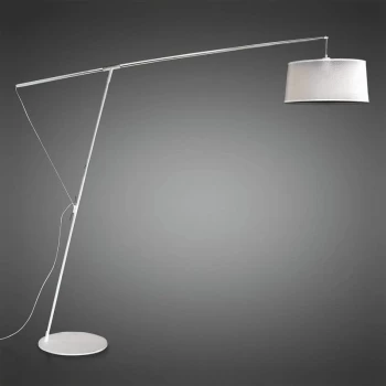 Image of Nordica E27 Floor Lamp with Black Shade, Black / Polished Chrome