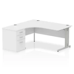 Image of Dynamic Corner Left Hand Desk White MFC Cable Managed Cantilever Leg Grey Frame Impulse 1600/1630 x 800/600 x 730mm