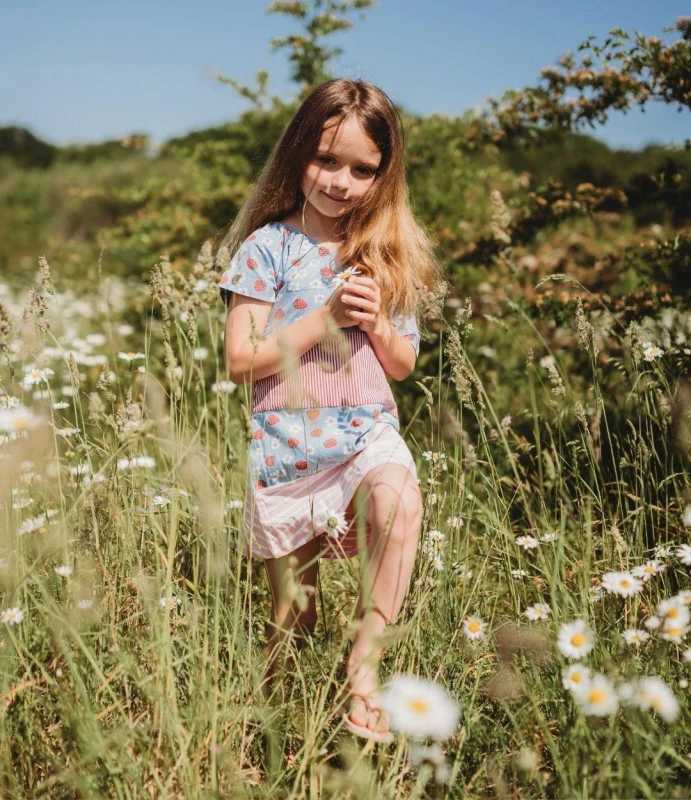 Image of Lilly + Sid Strawberry & Red Stripe Tier Dress Multi female