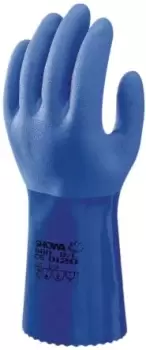 Image of Showa Blue PVC Coated Nylon Work Gloves, Size 8, Medium, 2 Gloves