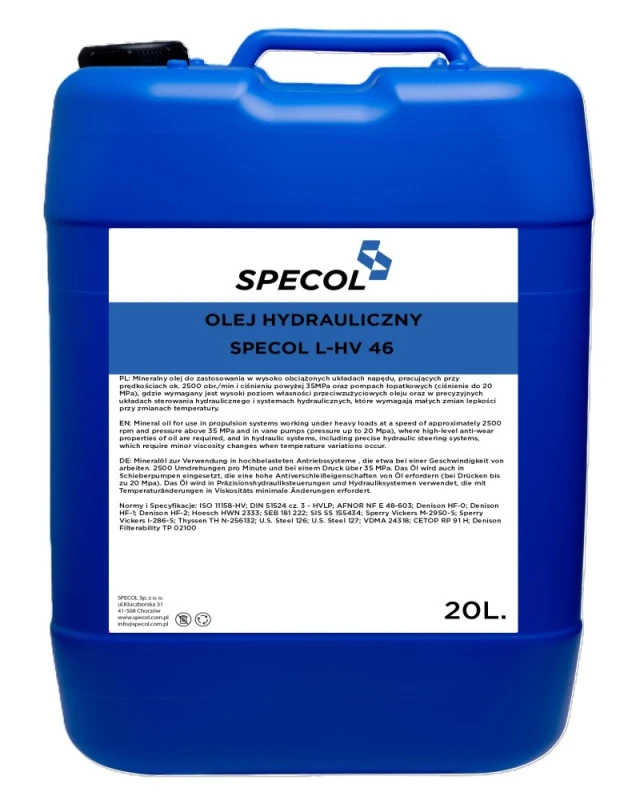 Image of SPECOL 102584 Hydraulic Oil Capacity: 20l Hydraulic Oil (1620)