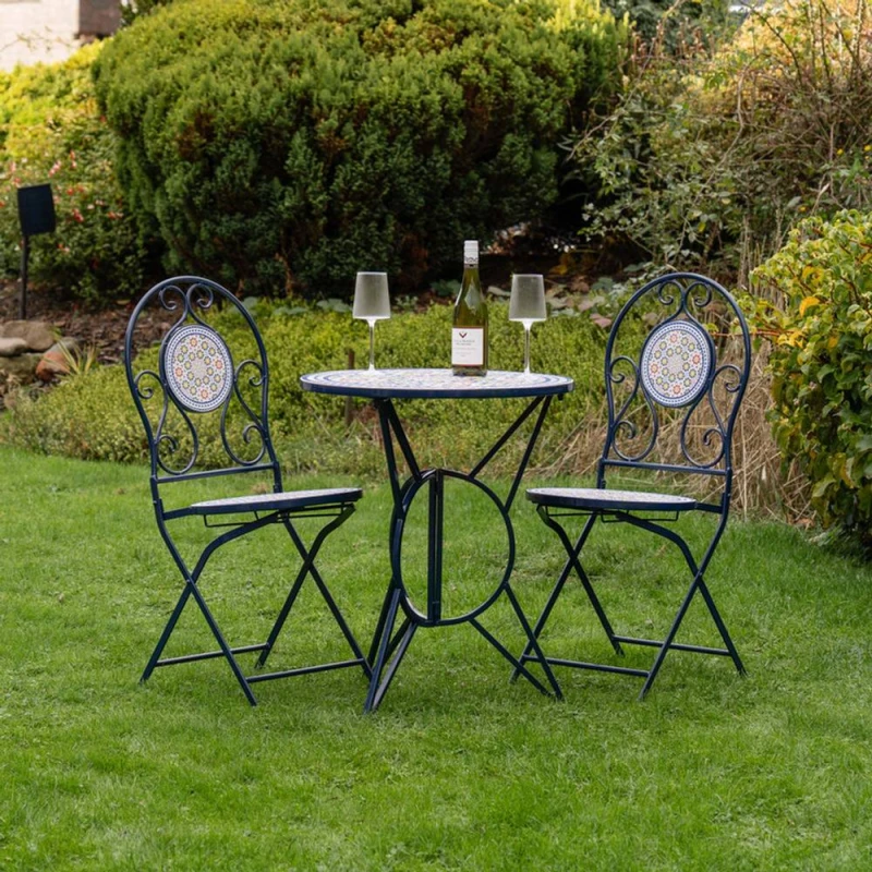 Image of Scottish Everlastings Ltd Blue Mosaic Bistro Set Blue Unisex