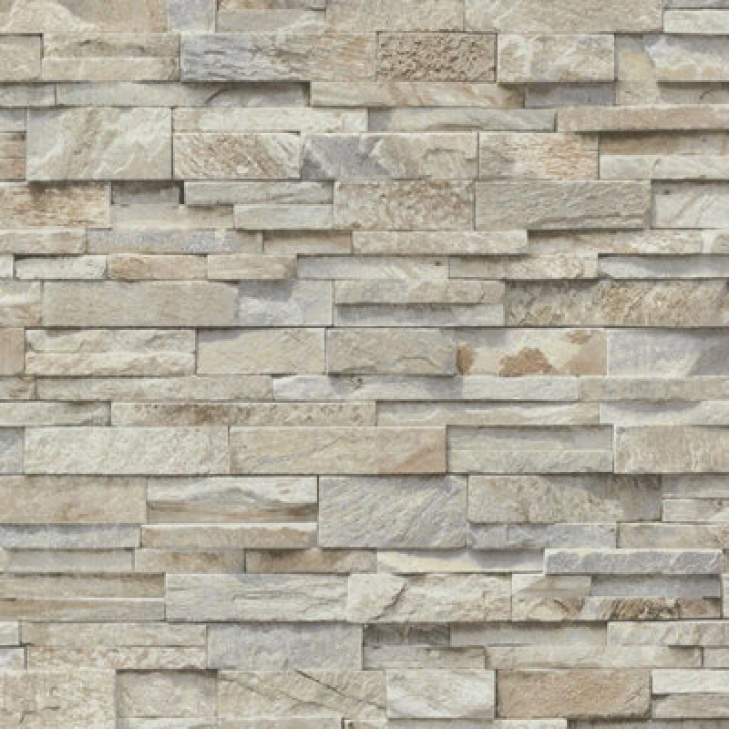 Image of Natural Brick Effect Wallpaper Vinyl 3D Slate Stone Split Face Tile Paste The Wall, Cream WL-02363-10