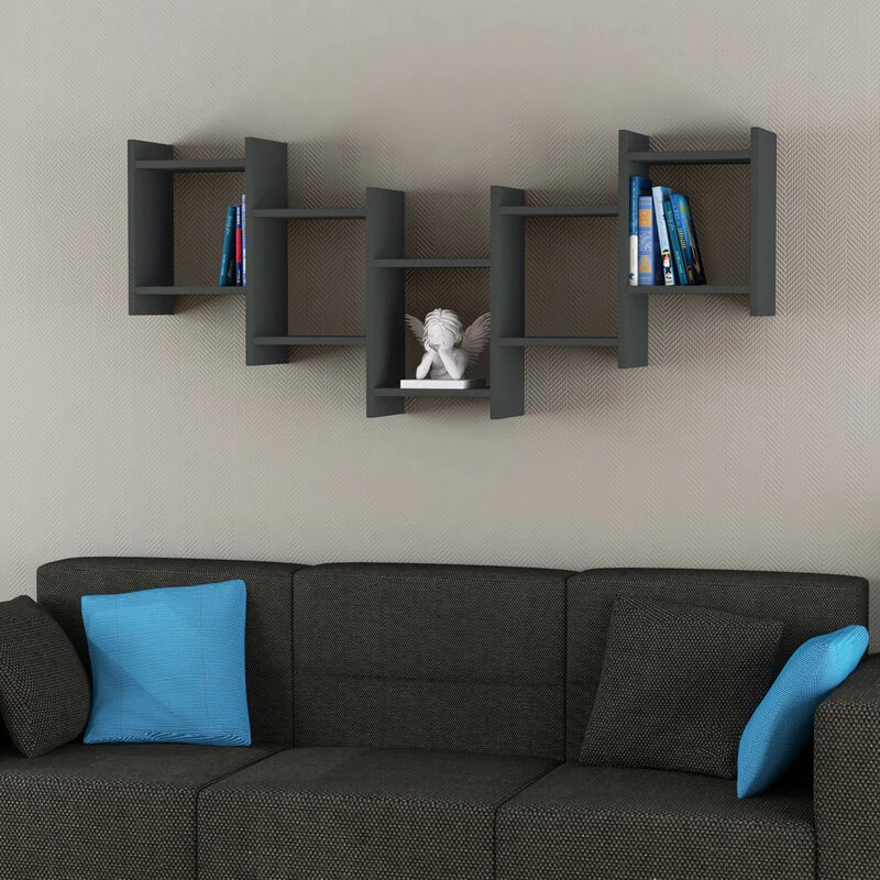 Image of DECORTIE Decortie - Bat Modern Floating Shelf - Anthracite Grey - Anthracite Grey M.KT.01.12467.7