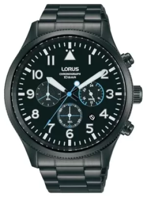 Image of Lorus Chronograph Quartz Black-Plated Stainless Steel Watch