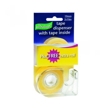Image of Tape and Dispenser 19mmx33m Easy Tear 2 Rolls Clear Pack of 24