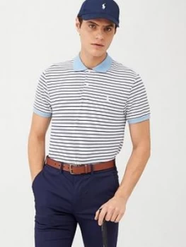 Image of Polo Ralph Lauren Golf Lightweight Performance Pique Polo Shirt - White/Navy, Size L, Men