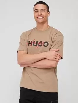 Image of HUGO Dakaishi Relaxed Fit T-Shirt - Brown, Size L, Men