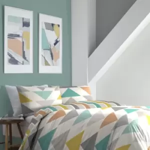Image of Fusion Loxton Geometric Print Easy Care Reversible Duvet Cover Set, Multi, Single