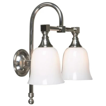 Image of Linea Verdace Lighting - Linea Verdace Classic 2 Light Bathroom Wall Light Satin Nickel IP44