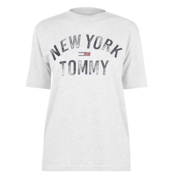 Image of Tommy Jeans Faded Logo T Shirt - Pale GREY HTR