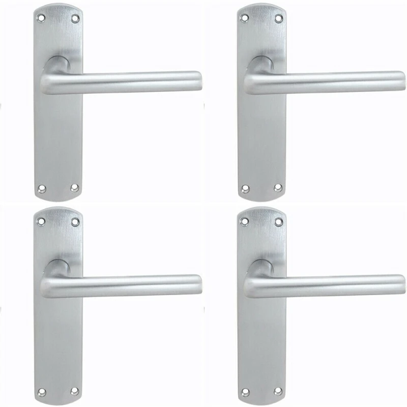 Image of Loops 4x Rounded Straight Bar Handle on Latch Backplate 170 x 42mm Satin Chrome Multi