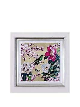 Image of Arthouse Oriental Bird Blossom Print 60 x 60cm 25%MDF,25% Paper,5% Metal,25%Perspex,20% PS Frame