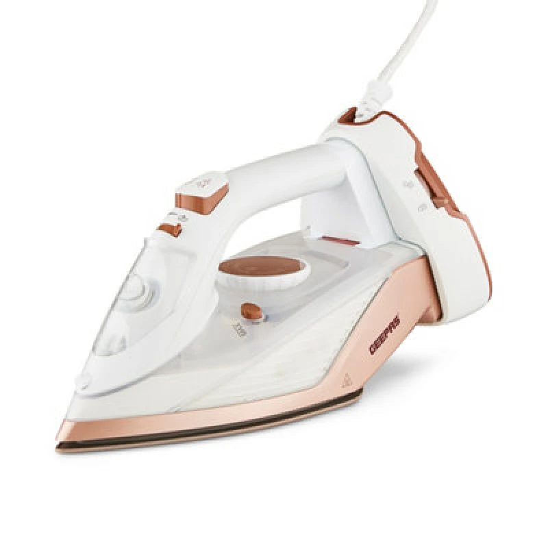 Image of Geepas 2 In 1 Cordless Steam Iron Ceramic Soleplate Use Corded Or Cordless 350Ml, White