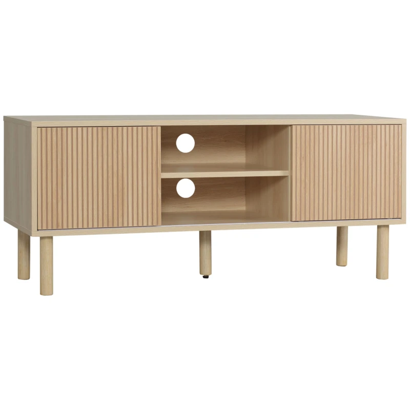 Image of HOMCOM TV Stand Cabinet For TVs Up To 50" With Sliding Doors - Natural TJ Hughes 5061025050949