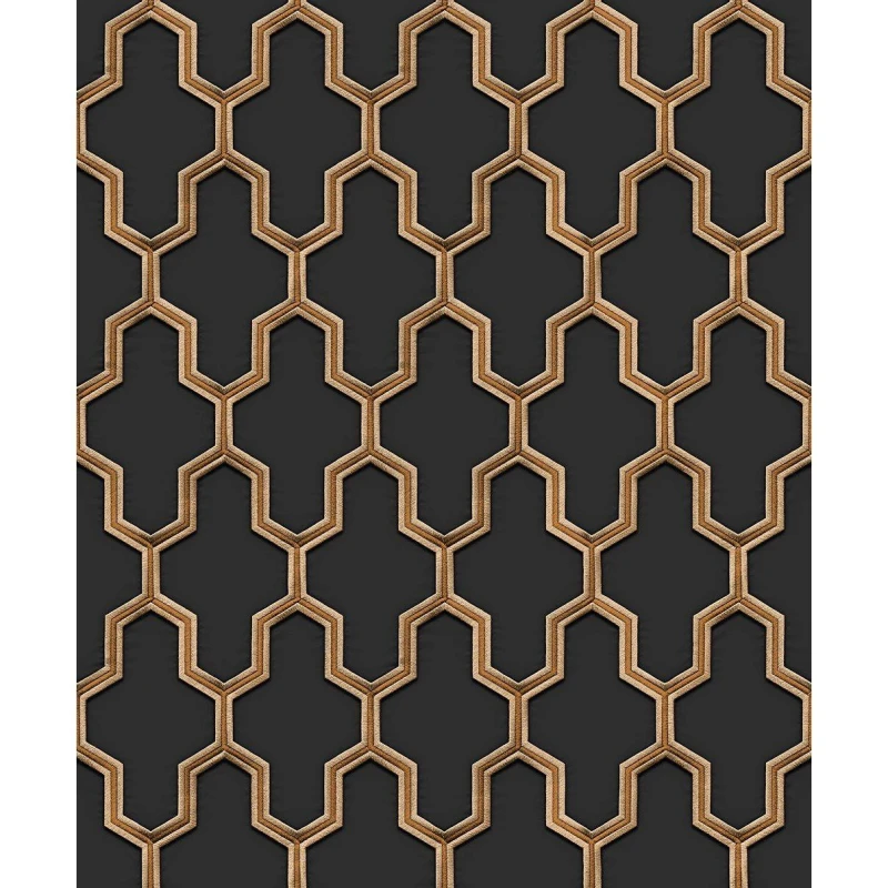Image of Design ID DID Geometric Silk Black & Gold Wallpaper Black unisex One Size