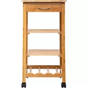 Image of Hahn Single Bamboo Kitchen Trolley - Bamboo/White