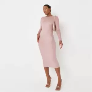 Image of Missguided Neck Midaxi Dress Ls Suede Croc - Purple