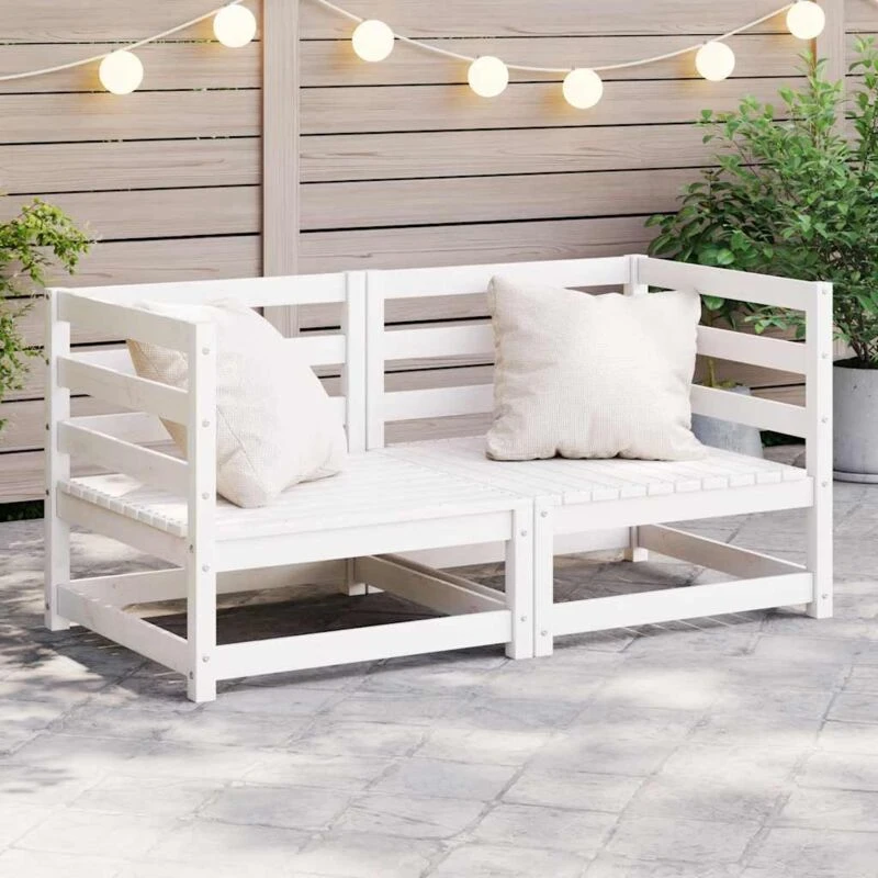 Image of VIDAXL Garden Corner Sofas 2 pcs White Solid Wood Pine Vidaxl 8720286354940