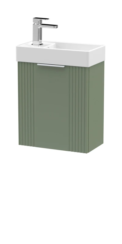 Image of Balterley Retro Wall Hung Bathroom Vanity Basin Unit - 400mm - Satin Green Green Unisex