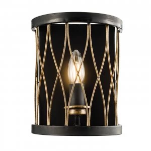 Image of 1 Light Indoor Candle Wall Light Matt Black, Rustic Bronze Effect, E14