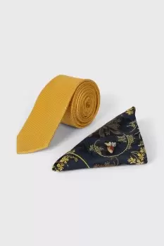 Image of Mustard Slim Tie And Pocket Set