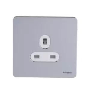 Image of Schneider USFP 13A Single Pole 1G Unswitched Socket White Insert Polished Chrome - GU3450WPC