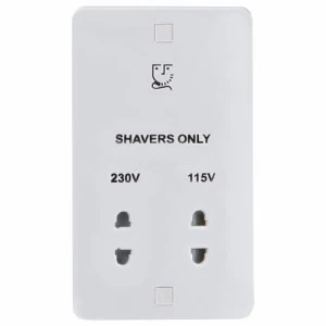 Image of KnightsBridge Pure 9mm White Dual Voltage 115/230V Shaver Socket With Neon