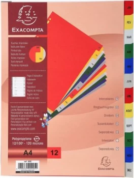 Image of Exacompta PP A4 Index Jan Dec Col Tabs WH