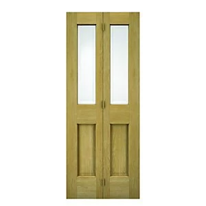 Image of Wickes Cobham Internal Bi fold Door Oak Veneer Glazed 4 Panel 1981 x 762mm