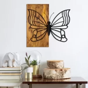 Image of Butterfly 2 Walnut Black Decorative Wooden Wall Accessory