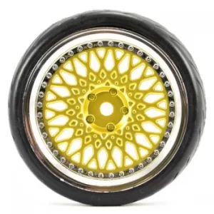 Image of Fastrax 1/10 Street/Tread Tyre Classic Gold/Chrome Wheel