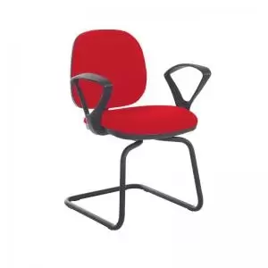 Image of Jota fabric visitors chair with fixed arms - Belize Red