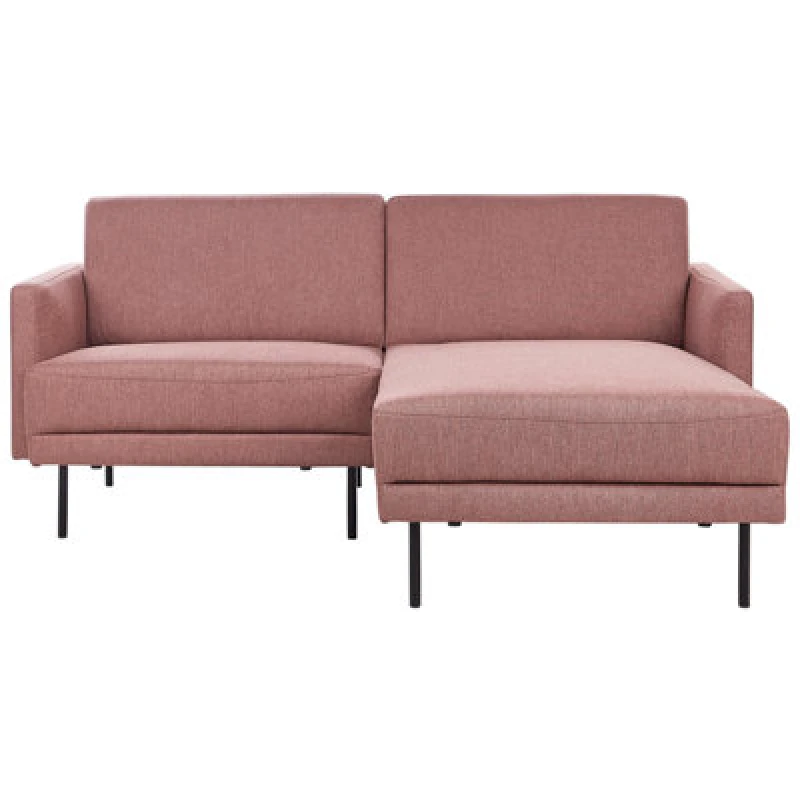 Image of Beliani Corner Sofa 2 Seater Breda Fabric Pink Left Hand