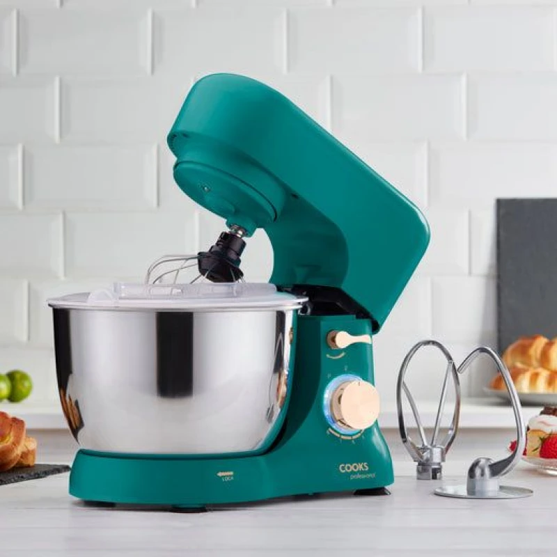 Image of Cooks Professional Stand Mixer 1000W 8 Speeds & 4.5L Mixing Bowl - Kitchen Baking Tool in Teal Teal Unisex